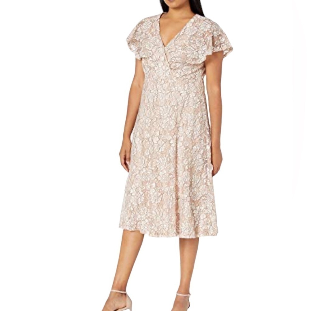 Jessica Howard Women's Butterfly Sleeve Fit and Flare Dress W/ Surplus‎ Bodice 6